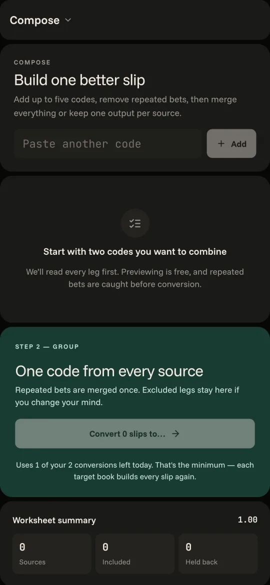 Compose: combine several codes into one better slip